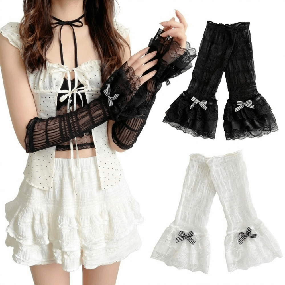 1 Pair Thin Lace Lace Arm Slee - Women Fashion Gloves บทวิจารณ์และราคา