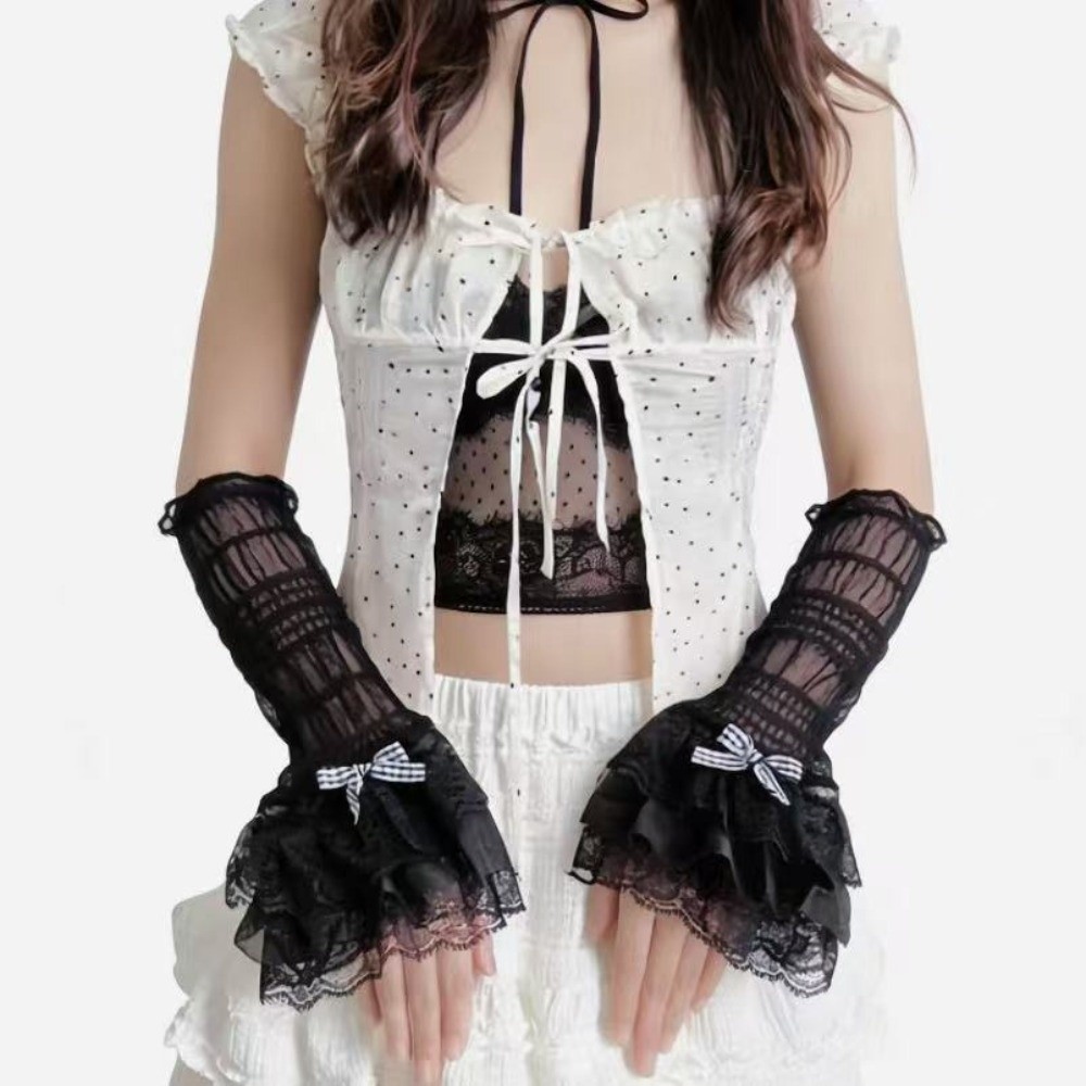 1 Pair Thin Lace Lace Arm Slee - Women Fashion Gloves บทวิจารณ์และราคา