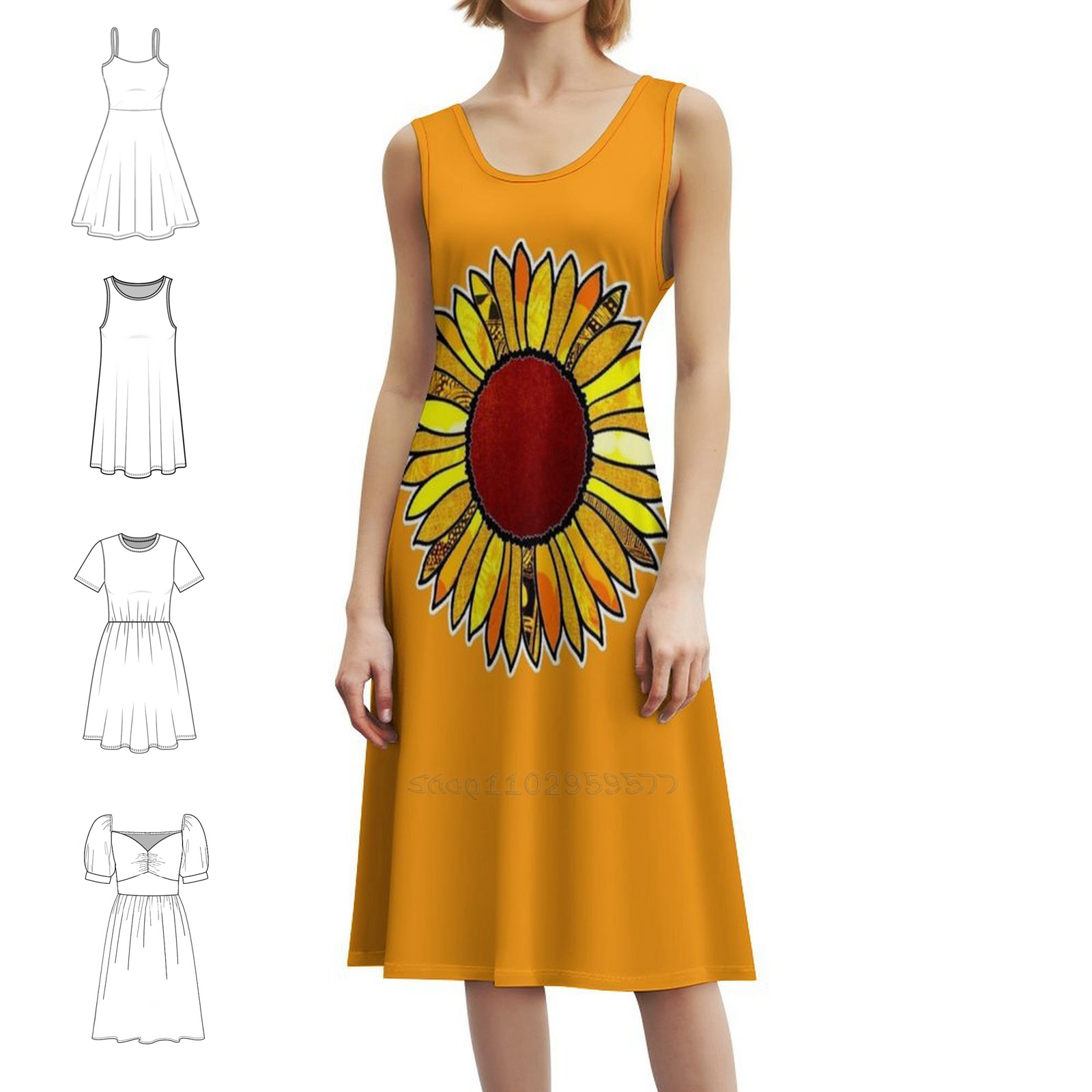 Retro Sunflower Boho Chic Dres - Women Fashion Gown บทวิจารณ์และราคา