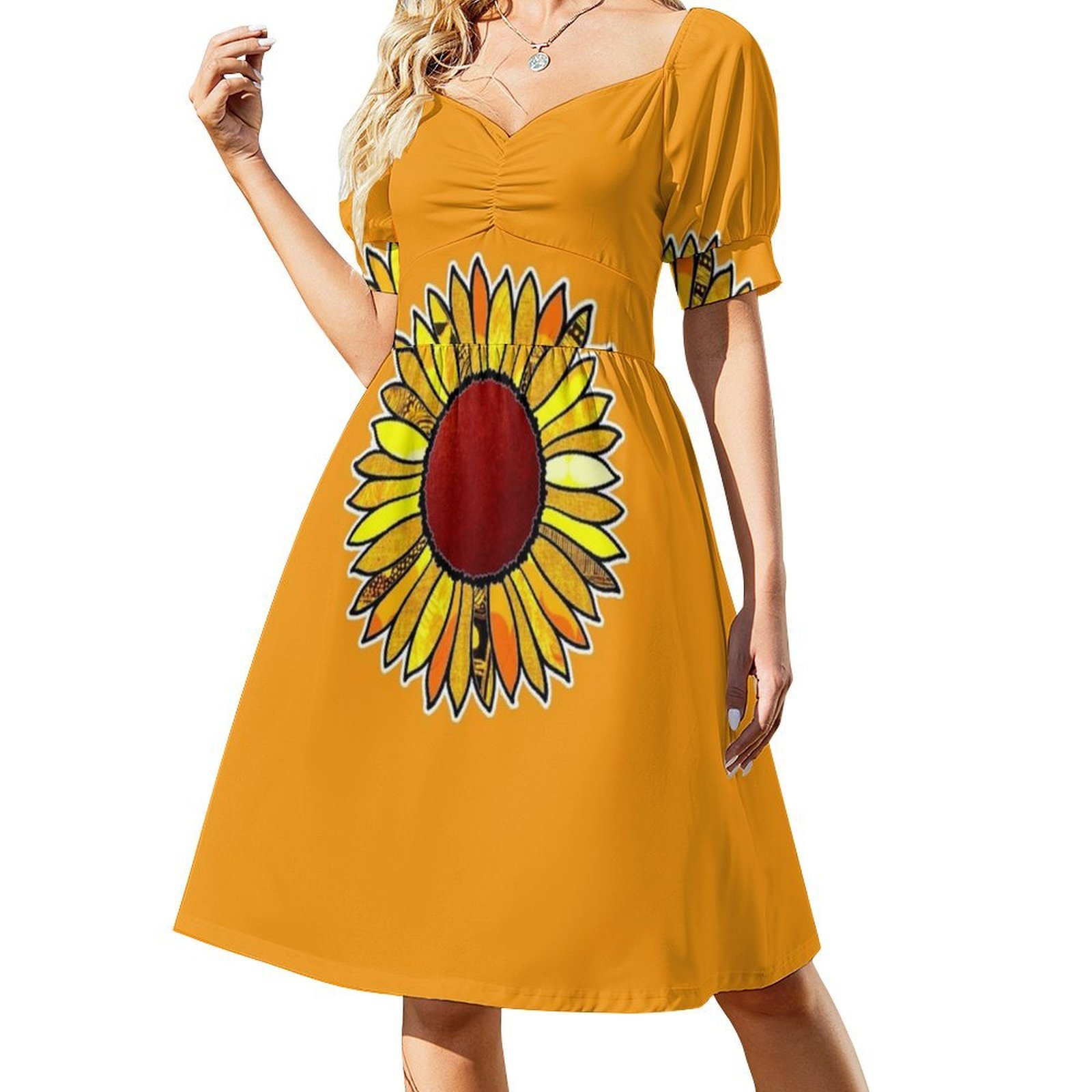 Retro Sunflower Boho Chic Dres - Women Fashion Gown บทวิจารณ์และราคา