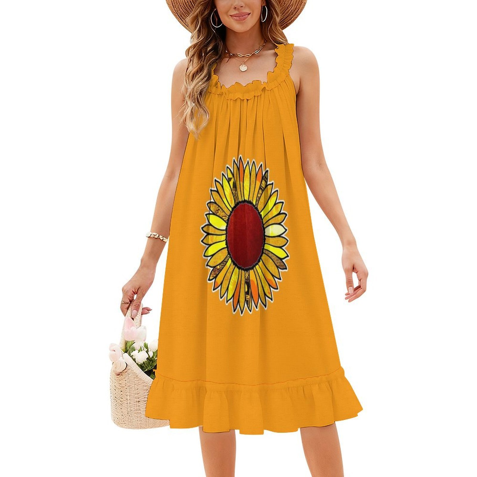 Retro Sunflower Boho Chic Dres - Women Fashion Gown บทวิจารณ์และราคา