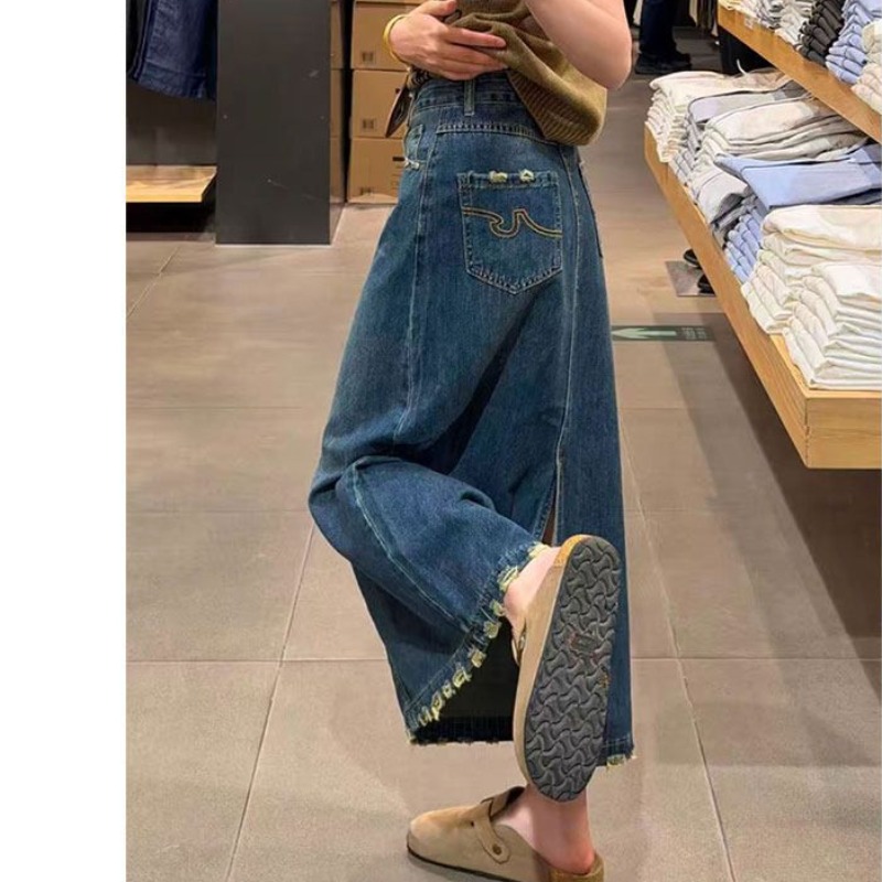 Ruffle Hem Embroidered Word De - A-Line Skirt Midi บทวิจารณ์และราคา