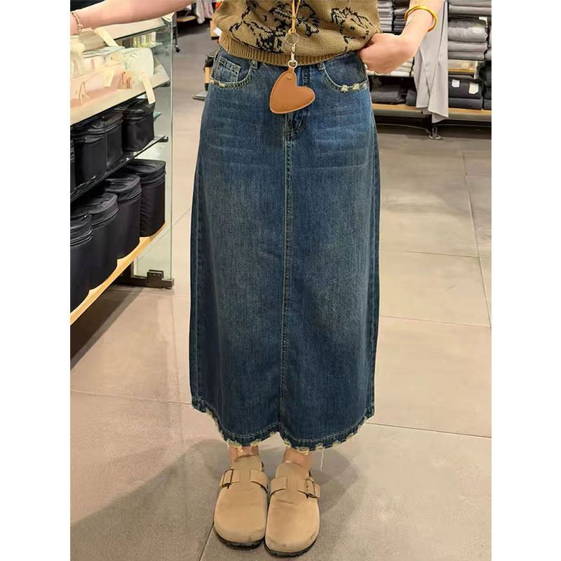 Ruffle Hem Embroidered Word De - A-Line Skirt Midi บทวิจารณ์และราคา