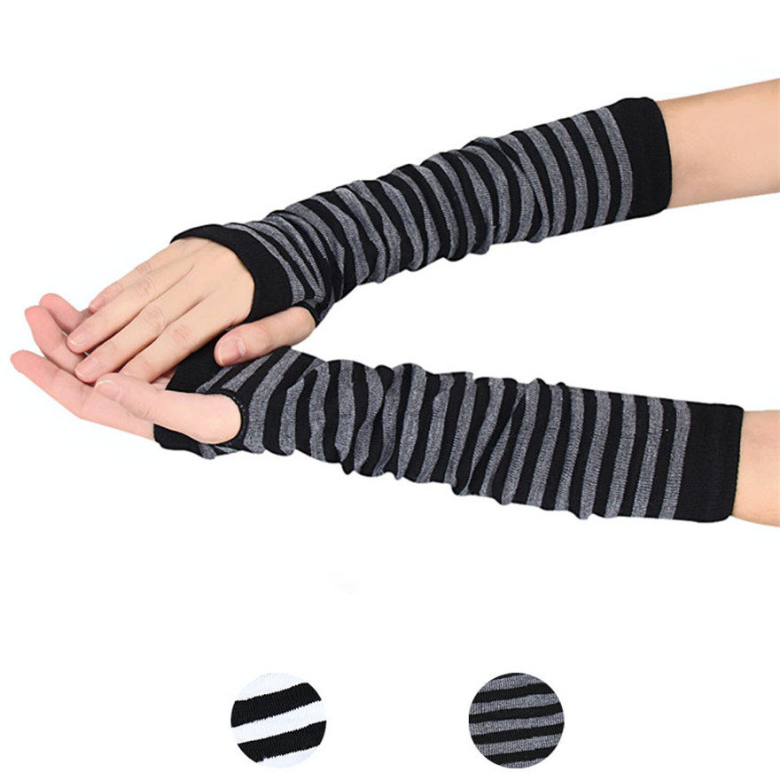 Women Long Sleeve Gothic Strip - Women Fashion Gloves บทวิจารณ์และราคา