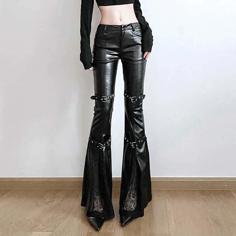 Women's PU Leather Flare Pants - Women'S Fashion Trousers บทวิจารณ์และราคา