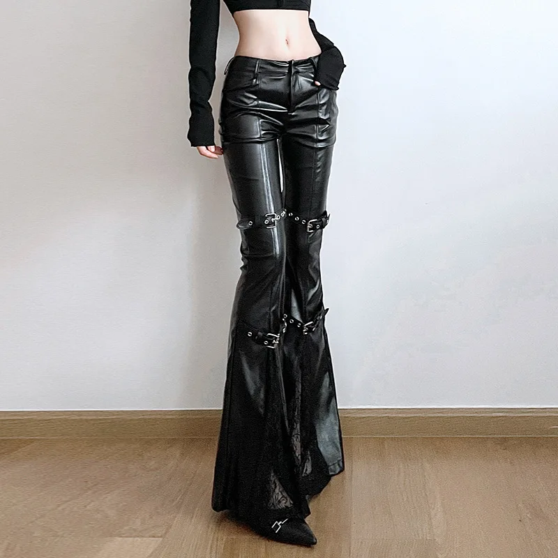 Women's PU Leather Flare Pants - Women'S Fashion Trousers บทวิจารณ์และราคา