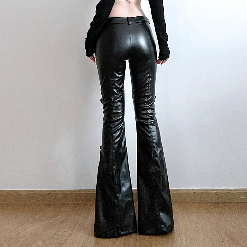 Women's PU Leather Flare Pants - Women'S Fashion Trousers บทวิจารณ์และราคา