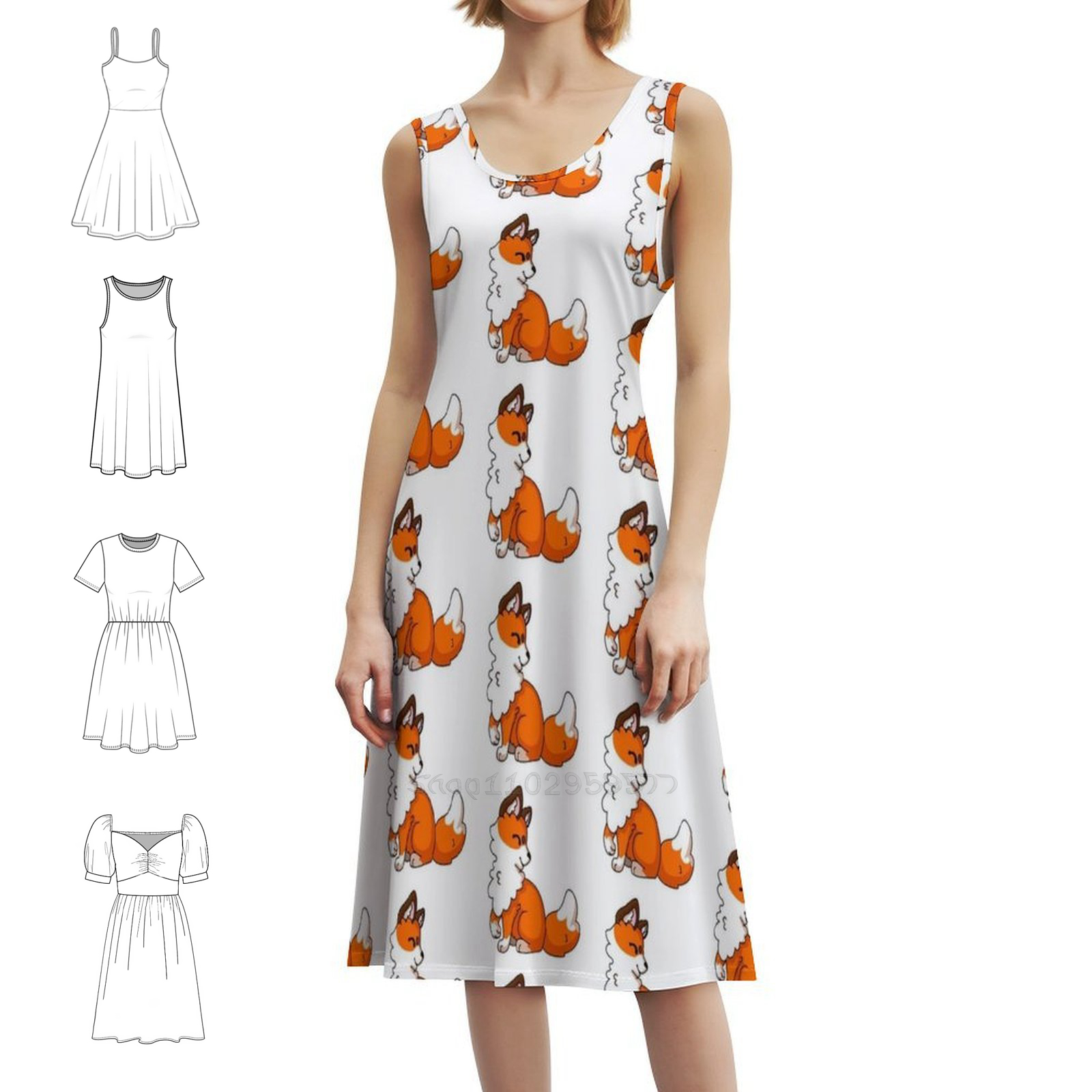 Happy Chibi Fox Boho Chic Dres - Women Fashion Gown บทวิจารณ์และราคา