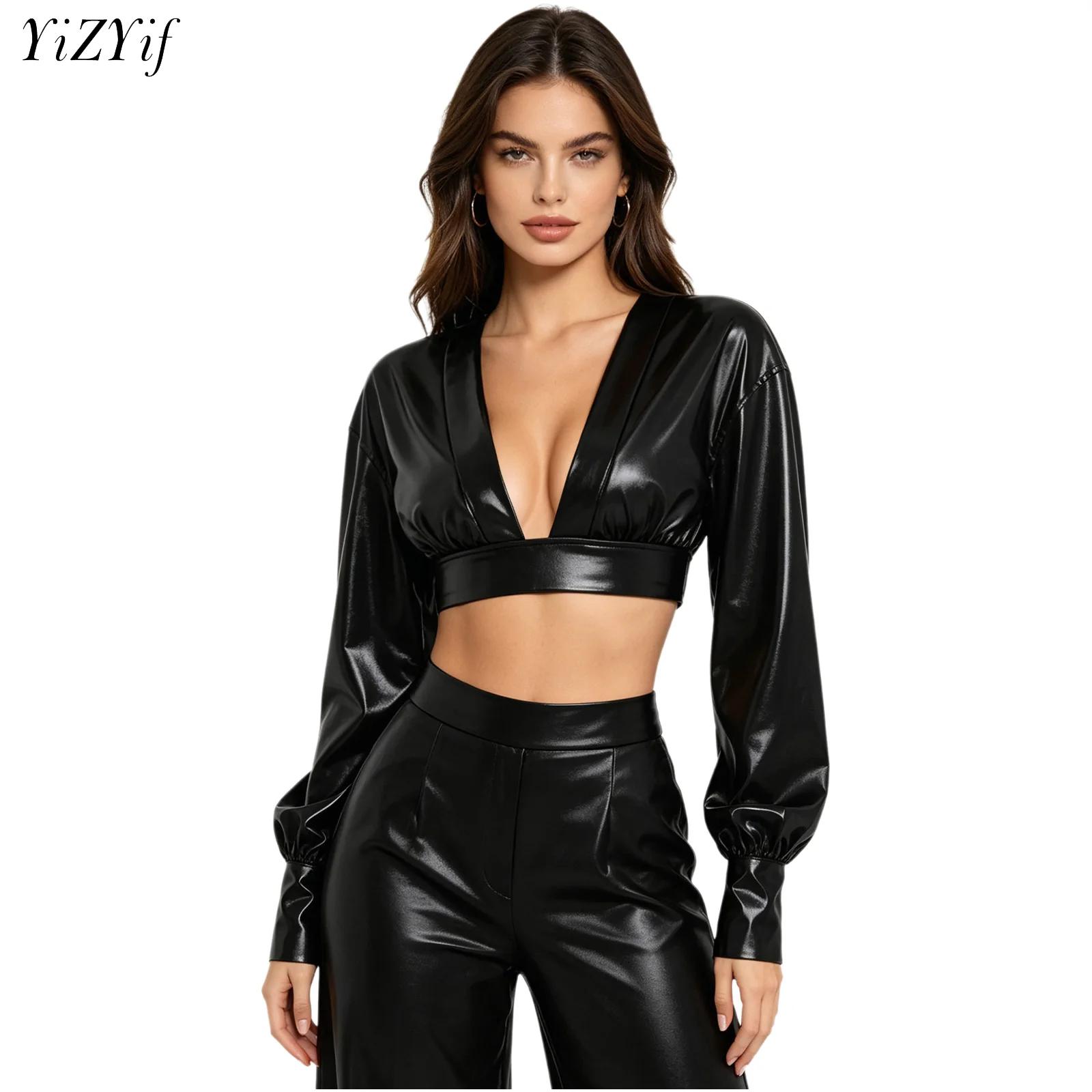 Womens Y2K Metallic Shiny Hip  - Crop Top Women บทวิจารณ์และราคา